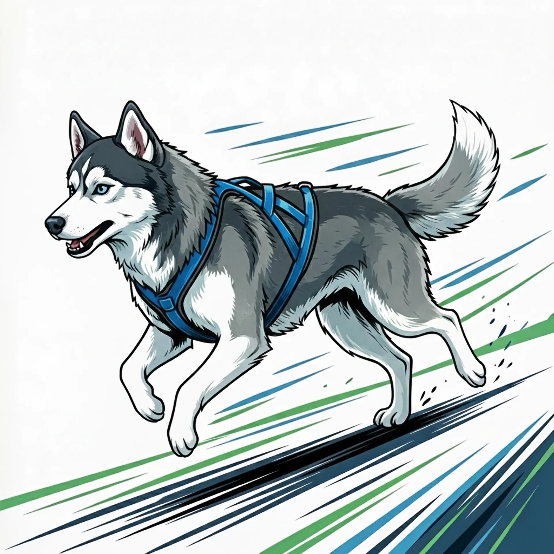 Chien en traction en canicross